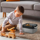 TheWarmHome Storage Basket for Organizing - 1 Pack 14x10x6.7 inch Collapsible Storage Bins for Shelves, Dog Toy Bin for Closet Organizer laundry Gift Cloth Nursery (Grey & Black) by TinyTreasures Baby Boutique
