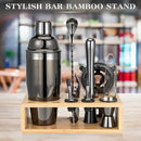 Cocktail Shaker Set, Mixology Bartender Kit 10-Piece Bar Tool Set with Stylish Bamboo Stand, Bar kit: Matini Shaker Mixing Spoon Muddler Jigger Cocksrew for Barware Set | Black by CozyNest Decor