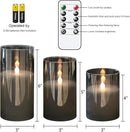 LED Flickering Candles with Remote Timer,Glass Flamless Pillar Candles Real Wax with 3D Wick Realistic,Warmth Decoration for Wedding Home Festival (Grey) by GreenHaven Gardens
