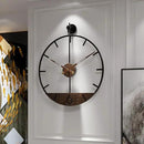 Modern Wood Walnut Dial Wall Clock, Large Simple Wall Decor Metal Frame Silent Non Ticking Clock for Living Room Decor, Kitchen, Bedroom, Study Decoration, Handmade Home Gift Idea, 15.8 in by CozyNest Decor