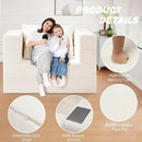 Folding Bean Bag Chair for Adults,3-in-1 Bean Bag Couch Faux Fur Floor Sofa Large Beanbag Convertible Bean Bag Sofa Bed with Pillow in Bedroom,Living Room,Apartment(Twin,Milky White) by CozyNest Decor