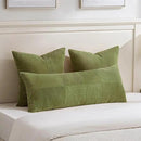 Fancy Homi 2 Packs Moss Green Euro Decorative Throw Pillow Covers 28x28 Inch for Bedroom Couch Bed, Farmhouse Boho Home Decor, Soft Corss Corduroy Patchwork Textured Square Cushion Case 71x71 cm by CozyNest Decor