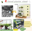 lumizone Foldable 4-Tier Plant Stand Indoor Outdoor Hanging Plant Shelf No Assembly Required Pot Placement Area With Wheels Sturdy Fall Prevention Storage Shelf Flower Pot Stand(4 Tier-Black) by GreenHaven Gardens