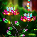 Solar Wind Spinners Pink Twin Flowers for Yard and Garden, Solar Windmill Garden Whirligig Kinetic Spinners Decor for Lawn, Patio, Yard, Metal Wind Outdoor Sculpture by CozyNest Decor
