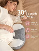 Momcozy Plus W Shaped Pregnancy Pillow for Sleeping, Adjustable Maternity Pillow for Side Sleepers, Portable Wedge Belly Support, Compact Design for Back Belly and HIPS, Grey and White by TinyTreasures Baby Boutique