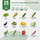 25 Summer Vegetable & Fruit Seeds Variety Pack - 1,870+ Non-GMO Heirloom Veggie & Fruits Seeds for Outdoors and Indoor Home Gardening, Including Collards, Tomato, Pepper, Okra, Onion, Bean, Cucumber by GreenHaven Gardens
