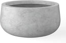 Kante 11.8" Dia Round Concrete Planter, Cement Plant Pots with Drainage Hole and Rubber Plug for Outdoor Indoor Garden Home, Modern Curvaceous Design, Natural Concrete by GreenHaven Gardens