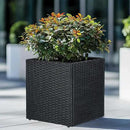 SUNNYPARK Set of 2 Large Square Planter with Removable Liner, All-Weather PE Rattan Modern Planters Indoor Outdoor Flower Plant Pots Garden Box Patio Yard Front Porch Deck by CozyNest Decor