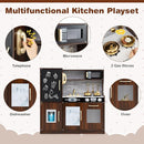 HONEY JOY Kids Kitchen Playset, Wooden Little Chef Pretend Toy Kitchen Set w/Chalkboard, Telephone, Utensils, Oven, Microwave, Sink, Storage, Play Kitchen for Toddlers Boys Girls, Espresso by TinyTreasures Baby Boutique