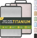 Titanium Cutting Boards for Kitchen Non Toxic Chopping Board with Handle Large Big Small Kitchen Meat Butcher Block 2 in 1 Pure Titanium and Wheat Straw PP Not Wood Bamboo Plastic Teak Grey/Beige by CozyNest Decor