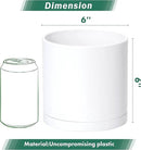 D'vine Dev 4 Pack 6 Inch Modern Plastic Plant Pots, Small Garden Planters for Plant with Drainage Holes and Saucers, White Color, 74-Z-J-2 by GreenHaven Gardens
