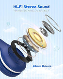 EarFun K2 Kids Bluetooth Headphones, Kids Headphones with Volume Limited, 40H Playtime, Built-in Mic, Stereo Sound, Foldable Over-Ear Headphone for School/Travel/iPad/Tablet, Blue by TinyTreasures Baby Boutique