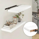 Heimlove 24 inch Floating Shelves for Wall,9.3 inch deep White Wood Shelves with Invisible Brackets,Wall Mounted Storage & Display Shelves for Bedroom,Living Room,Set of 2 by CozyNest Decor
