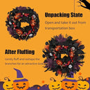 24" Glitter Halloween Wreath Outdoor - Sparkly Balls, Skulls, Bat, Skeleton, Pumpkin on Black Twig | Front Door Outside Goth Decor for Spooky Night by CozyNest Decor