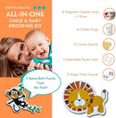 Baby Proofing Kit 67pcs All in One Includes Magnetic Cabinet Locks for Baby Proofing, Corner Bumper Protectors, Child Safety Strap Locks, Power Point Outlet Covers, Finger Pinch Guards & Bath Toys by TinyTreasures Baby Boutique