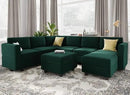 Belffin Modular Sectional Sofa with Storage Seat Oversized U Shaped Couch with Reversible Chaise Velvet Sofa Set with Ottoman Green by CozyNest Decor