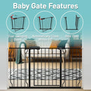 WAOWAO Baby Gate 57.48-62.20" Extra Wide Pressure Mounted Walk Through Swing Auto Close Safety Black Metal Toddler Kids Child Dog Pet Puppy for Stairs,Doorways,Kitchen by TinyTreasures Baby Boutique
