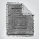 Mini Crib Bedding Set 3 Pieces Baby Boho Quilted Tufted Ruffles Comforter with Fitted Sheet and Ruffled Bed Skirt - Cute Shabby Baby Bedding Fits Mini Crib Only Gray by TinyTreasures Baby Boutique
