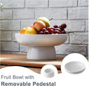 ONEMORE Ceramic Fruit Bowl, 10" Large White Removable Pedestal Bowl for Kitchen Counter, Modern Footed Fruit Bowl with Draining Holes, Decorative Fruit Bowls for Vegetables, Snacks, Candies by CozyNest Decor
