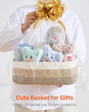 Small Woven Basket, 13.5 x 9.5 x 5 Inches, Storage Basket for Organizing, Cute Small Rope Shelf Closet Cube Storage Bins Baskets for Shelves, Dog Toy Gift Baskets Empty, 3 Pack Gradient Brown by TinyTreasures Baby Boutique