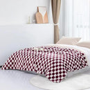LOMAO Throw Blankets Flannel Blanket with Checkerboard Grid Pattern Soft Throw Blanket for Couch, Bed, Sofa Luxurious Warm and Cozy for All Seasons (Burgundy, 50"x60") by CozyNest Decor