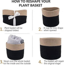 Woven Cotton Rope Plant Basket for 11" Flower Pot Floor Indoor Planters,Storage Organizer Basket Rustic Home Decor (11" x 11",Black and Brown Stripes) by CozyNest Decor