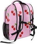 Cherry on Pink Custom Kids Backpack 16.5 Inch for Boy Girl, Personalized Waterproof Child School Travel Bag with Name by TinyTreasures Baby Boutique