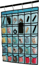 Classroom Pocket Chart for Phone Calculator Holder Over The Door Hanging Closet Jewelry Organizer with 30 Clear Pockets (Blue) by CozyNest Decor