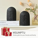 Decorative Bookends for Shelves, Set of 2 Book Ends for Heavy Books, Layered Arch Design Black Bookend by CozyNest Decor