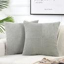 Fancy Homi 2 Packs Grey Big Decorative Throw Pillow Covers 24x24 Inch for Couch Bed, Rustic Farmhouse Boho Home Decor, Soft Corss Corduroy Patchwork Accent Square Gray Cushion Case 60x60 cm by CozyNest Decor