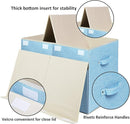 popoly Large Toy Box Chest with Lid, Collapsible Sturdy Toy Bin Storage Organizer Boxes Baskets for Kids, Boys, Girls, Nursery, Playroom, 25"x13" x16" (Linen Blue) by TinyTreasures Baby Boutique