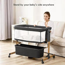 Baby Bassinet Bedside Sleeper,3-in-1 Rocking Bassinet for Baby with 6-Level Height Adjustable, 4 Wheels & Breathable Mesh Walls, Portable Bedside Crib with Mattress for Newborn by CozyNest Decor