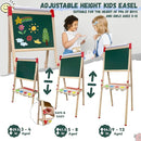 Easel for Kids,Adjustable Wooden Art Easel for Kids,114+ Art Supplies,Double Sided Magnetic Chalkboard and White Board for Kid,Drawing and Painting for Aged 2-4,5-7,8-12,2 Paper Rolls by TinyTreasures Baby Boutique