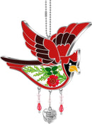 KY&BOSAM Follow Your Dream Cardinal Suncatcher Glass Panels Suncatchers Pressed Real Flower Wings in Glass Suncatchers Birthday Mother`s Day Ornament for Windows with Heart Charm by GreenHaven Gardens