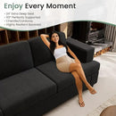 2 Pieces Corduroy Couch Set for Living Room, Black Cloud Sofa, Deep Seat Floor Couch for Bedroom, Futon Modern Sofa Sectional Bed, Black Corduroy by CozyNest Decor
