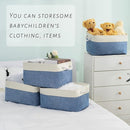 TcaFmac Storage Basket for Organizing - Large 4 Pack Fabric Storage Bins Baskets for Shelves with Ropes, Foldable Storage Cubes for Closet Cloth Toy (White & Blue16x12x8 inch) by TinyTreasures Baby Boutique