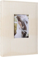 RECUTMS Photo Album for 4x6 Pictures,Leather Cover with Front Window,50 Sheets Small Slip-in Photo Book 300 Photos with Writing Space for Wedding Family Baby Graduation (Beige) by TinyTreasures Baby Boutique