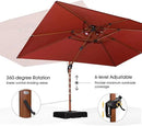 PURPLE LEAF 9' X 12' Double Top Deluxe Wood Pattern Rectangle Patio Umbrella with Base Offset Hanging Umbrella Outdoor Market Umbrella Garden Umbrella, Brick Red by GreenHaven Gardens