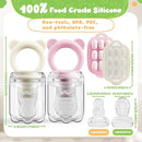 Bear Baby Fruit Food Feeder & Mini Freezer Nibble Tray Combo, 2 Pack Breastmilk Popsicle Molds for Baby Teething Relief, BPA Free Silicone Feeder for Safe Infant Self Feeding, Dishwasher Safe by TinyTreasures Baby Boutique