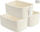 Small Woven Storage Baskets 12“X8”X5“ Decorative Rope Bins for Organizing Shelves, Closets, and Toys, Empty Gift Baskets, Cute Organizer Basket for Home and Office (white, regular) by CozyNest Decor