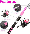 Collapsible Telescopic Fishing Rod and Reel Combo Push Button Small Fishing Pole Kit Beginner Youth Boys Fishing Starter Set Tackle by TinyTreasures Baby Boutique