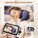 Baby Monitor with 30-Hour Battery, 5" Large Split-Screen Video Baby Monitor with Camera and Audio, 3500mAh Battery, Remote Pan/Tilt/Zoom Camera, Two-Way Talk, Night Vision, Lullabies, No WiFi by TinyTreasures Baby Boutique