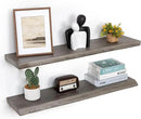 Floating Shelves for Wall, 36"x9.3" Rustic Solid Live-Edge Elm Wood Wall Shelves, Heavy-Duty Floating Shelves with Invisible Brackets, Set of 2 for Living Room, Bedroom, and Kitchen, Grey Finish by CozyNest Decor
