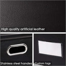 PRANDOM Large Collapsible Storage Bin with Lid [1-Pack] Leather Fabric Foldable Storage Box Organizer Containes Basket Cube with Cover for Home Bedroom Closet Office Nursery Black (17.7x11.8x11.8) by TinyTreasures Baby Boutique