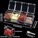 4 PCS Seasoning Box, Clear Spice Containers with Spoon, Acrylic Toppings Containers with Lids, Kitchen Multi Spice Box for Salt, Sugar, Pepper, Garlic Powder by CozyNest Decor