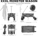 Creative Outdoor Wagon for Kids Push Pull Collapsible Stroller Giant All-Terrain Folding Cart | XXXL Monster Series Wagons | Outdoor Garden & Tailgate | Red by GreenHaven Gardens