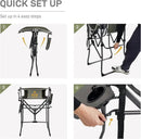 EVER ADVANCED Portable 30.7" Seat Height Tall Folding Camping Chair Directors Chair High Foldable Bar Stool with Side Table for Makeup Artist, Sports Event, Craft Show, Supports 350LBS Green Grey by GreenHaven Gardens