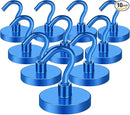 MIKEDE Strong Magnetic Hooks, 110Lbs Heavy Duty Magnetic Hooks for Cruise, Neodymium Earth Magnets with Hooks for Hanging, Super Metal Industrial Magnets for Grill, Storage (Blue,10 Pack) by CozyNest Decor