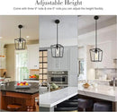 1-Light Black Pendant Light Fixture Farmhouse Iron Cage Metal Pendant Light Lantern Hanging Light Fixtures with Clear Glass Shade for Kitchen Island, Entryway, Dining Room, Hallway 5.9*5.9*8.27IN by CozyNest Decor