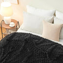 NEWCOSPLAY Super Soft Throw Blanket Black Premium Silky Flannel Fleece 3D Clouds Stylish Jacquard Lightweight Bed Blanket All Season Use 350GSM (Black, Throw(50"x60")) by CozyNest Decor